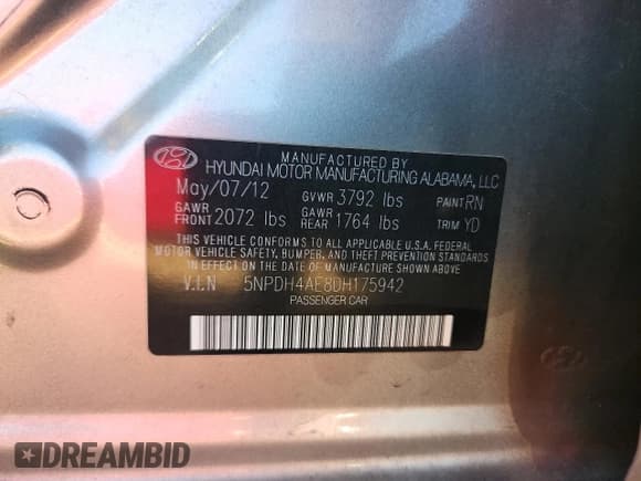 ✅ 2013 Hyundai Elantra Limited • VIN: 5NPDH4AE8DH175942 • Lot: 82327275. Listed on Copart with 257,925 mi. Free auction sales archive from the USA and detailed vehicle history report at DreamBid. Image 13.