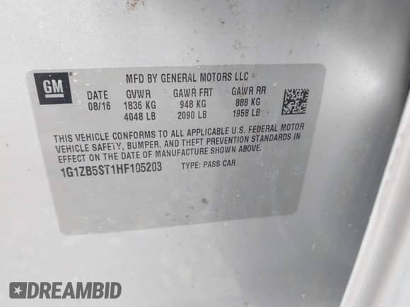 2017 Chevrolet Malibu LS with VIN 1G1ZB5ST1HF105203, listed as a IAAI auction lot 43629445 with 68,413 mi miles and . Bid and sale history available at DreamBid. Image 9.