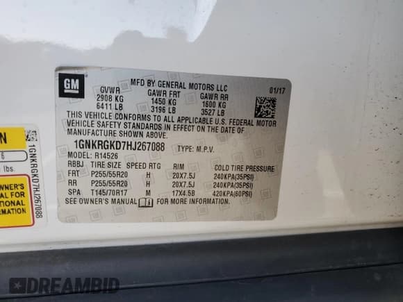 ✅ 2017 Chevrolet Traverse LT • VIN: 1GNKRGKD7HJ267088 • Lot: 82638125. Wystawiony na Copart z przebiegiem 83 811 mil. Bezpłatny archiwum sprzedaży aukcyjnych z USA i szczegółowy raport historii pojazdu na DreamBid. Zdjęcie 13.