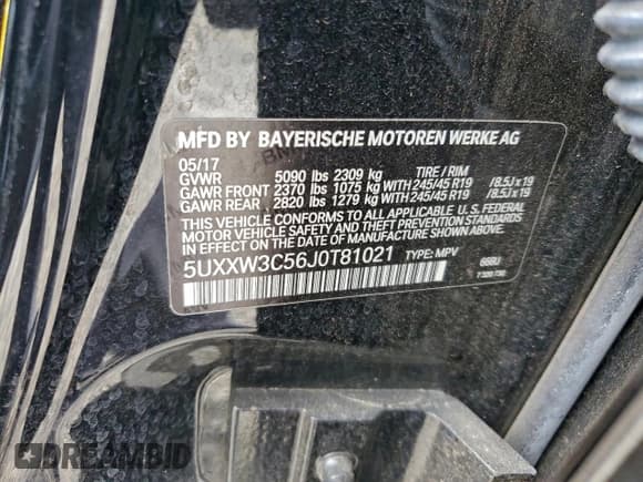 ✅ 2018 BMW X4 xDrive28i • VIN: 5UXXW3C56J0T81021 • Lot: 93024965. Listed on Copart with 117,695 mi. Free auction sales archive from the USA and detailed vehicle history report at DreamBid. Image 13.