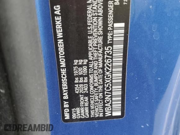 ✅ 2016 BMW 4 Series 428i • VIN: WBA3N7C5XGK226735 • Lot: 56720045. Listed on Copart with 106,928 mi. Free auction sales archive from the USA and detailed vehicle history report at DreamBid. Image 12.