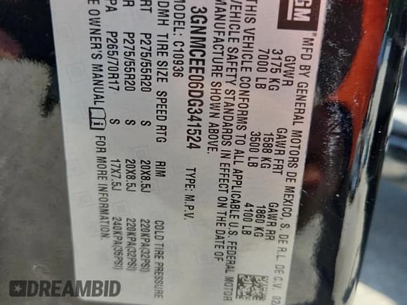 ✅ 2013 Chevrolet Avalanche LS • VIN: 3GNMCEE06DG341524 • Lot: 60120105. Listed on Copart with 145,496 mi. Free auction sales archive from the USA and detailed vehicle history report at DreamBid. Image 13.