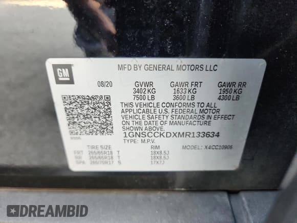 ✅ 2021 Chevrolet Suburban LT • VIN: 1GNSCCKDXMR133634 • Lot: 93568725. Wystawiony na Copart z przebiegiem 227 016 mil. Bezpłatny archiwum sprzedaży aukcyjnych z USA i szczegółowy raport historii pojazdu na DreamBid. Zdjęcie 13.