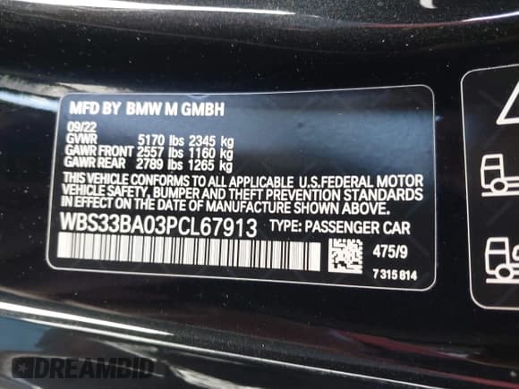✅ 2023 BMW M4 Competition xDrive • VIN: WBS33BA03PCL67913 • Lot: 41223413. Listed on IAAI with 30,021 mi. Free auction sales archive from the USA and detailed vehicle history report at DreamBid. Image 9.