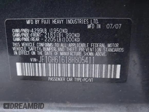 ✅ 2008 Subaru Impreza i • VIN: JF1GH61618H805411 • Лот: 43743714. Опубликован ранее на IAAI с пробегом 162 991 миль. Бесплатный доступ к архиву аукционных продаж из США и подробный отчёт об истории автомобиля на DreamBid. Изображение 9.