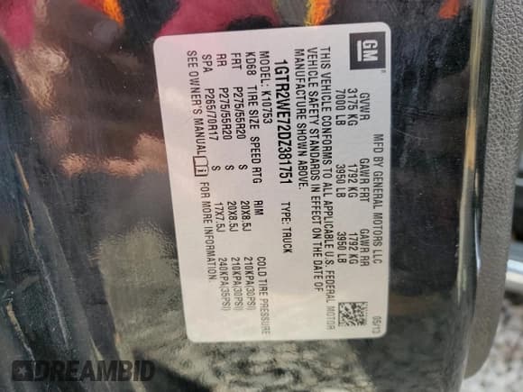 ✅ 2013 GMC Sierra 1500 SLT • VIN: 1GTR2WE72DZ381751 • Lot: 50751285. Listed on Copart with 134,182 mi. Free auction sales archive from the USA and detailed vehicle history report at DreamBid. Image 12.