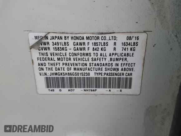 ✅ 2016 Honda Fit EX-L • VIN: JHMGK5H86GS015230 • Лот: 45677704. Опубликован ранее на Copart с пробегом Не указан. Бесплатный доступ к архиву аукционных продаж из США и подробный отчёт об истории автомобиля на DreamBid. Изображение 15.