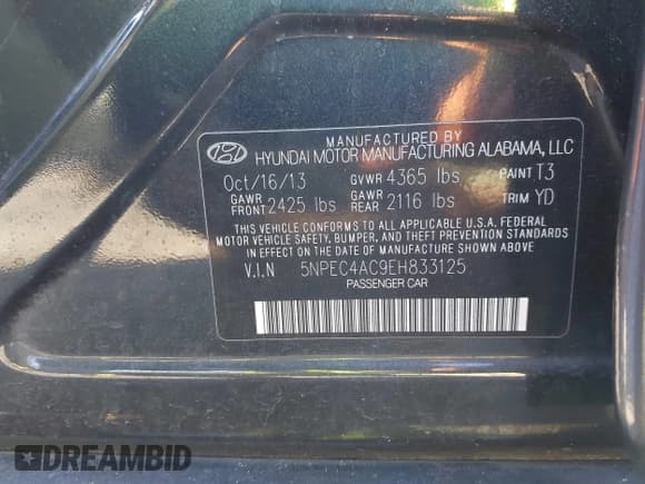 ✅ 2014 Hyundai Sonata SE • VIN: 5NPEC4AC9EH833125 • Лот: 43487769. Опубликован ранее на IAAI с пробегом 119 097 миль. Бесплатный доступ к архиву аукционных продаж из США и подробный отчёт об истории автомобиля на DreamBid. Изображение 9.