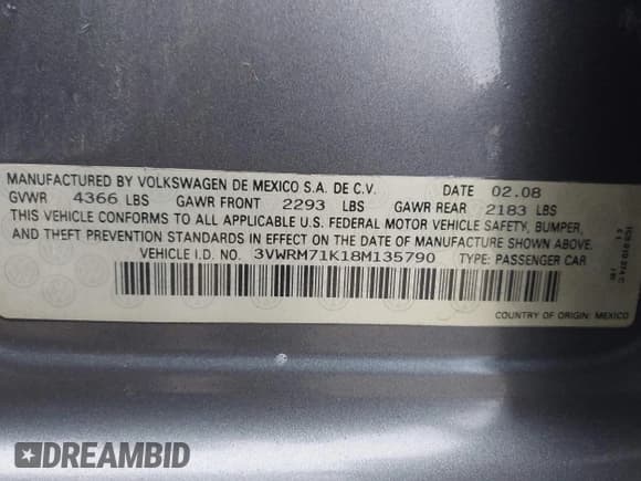 ✅ 2008 Volkswagen Jetta SE • VIN: 3VWRM71K18M135790 • Lot: 42165888. Wystawiony na IAAI z przebiegiem 147 523 mil. Bezpłatny archiwum sprzedaży aukcyjnych z USA i szczegółowy raport historii pojazdu na DreamBid. Zdjęcie 9.
