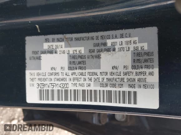 ✅ 2015 Mazda 3 i Grand Touring • VIN: 3MZBM1W75FM143200 • Лот: 43761219. Опубликован ранее на IAAI с пробегом 109 085 миль. Бесплатный доступ к архиву аукционных продаж из США и подробный отчёт об истории автомобиля на DreamBid. Изображение 9.