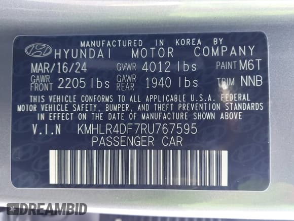 ✅ 2024 Hyundai Elantra N Line • VIN: KMHLR4DF7RU767595 • Лот: 43540090. Опубликован ранее на IAAI с пробегом 7 338 миль. Бесплатный доступ к архиву аукционных продаж из США и подробный отчёт об истории автомобиля на DreamBid. Изображение 9.