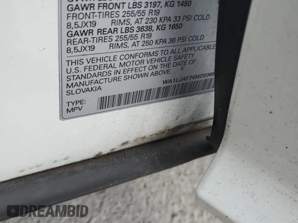 ✅ 2021 Audi Q7 Premium Plus • VIN: WA1LJAF74MD036500 • Lot: 69642795. Wystawiony na Copart z przebiegiem 39 803 mil. Bezpłatny archiwum sprzedaży aukcyjnych z USA i szczegółowy raport historii pojazdu na DreamBid. Zdjęcie 14.