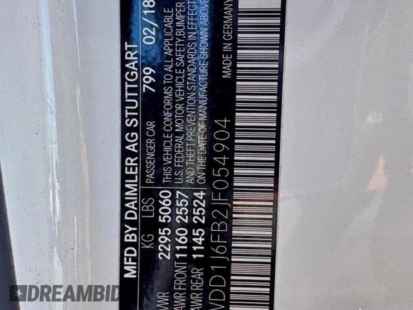 ✅ 2018 Mercedes-Benz E 400 • VIN: WDD1J6FB2JF054904 • Лот: 96786685. Опубликован ранее на Copart с пробегом 94 136 миль. Бесплатный доступ к архиву аукционных продаж из США и подробный отчёт об истории автомобиля на DreamBid. Изображение 10.