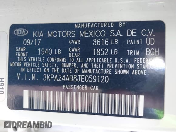 ✅ 2018 Kia Rio S • VIN: 3KPA24AB8JE059120 • Lot: 43815312. Wystawiony na IAAI z przebiegiem 134 202 mil. Bezpłatny archiwum sprzedaży aukcyjnych z USA i szczegółowy raport historii pojazdu na DreamBid. Zdjęcie 9.