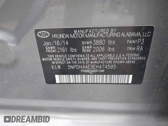 2014 Hyundai Elantra SE z VIN 5NPDH4AE5EH474595, wystawiony jako IAAI lot #43383354 z przebiegiem 112 394 mil mil oraz . Historia ofert i sprzedaży dostępna na DreamBid. Obrazek 9.