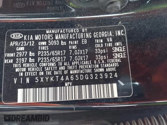 ✅ 2013 Kia Sorento LX • VIN: 5XYKT4A65DG323924 • Лот: 43502548. Опубликован ранее на IAAI с пробегом 172 709 миль. Бесплатный доступ к архиву аукционных продаж из США и подробный отчёт об истории автомобиля на DreamBid. Изображение 9.