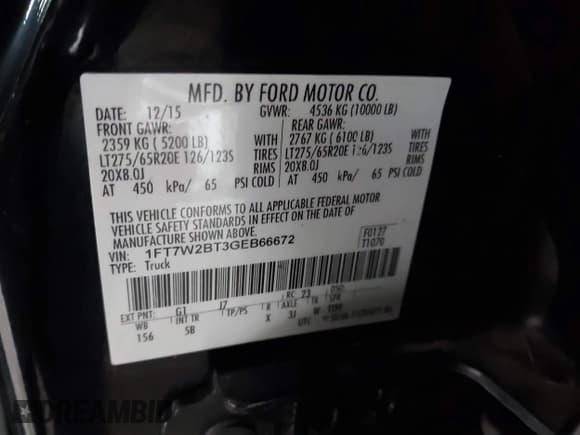 ✅ 2016 Ford F-250 Lariat • VIN: 1FT7W2BT3GEB66672 • Lot: 42201673. Listed on IAAI with 131,572 mi. Free auction sales archive from the USA and detailed vehicle history report at DreamBid. Image 9.