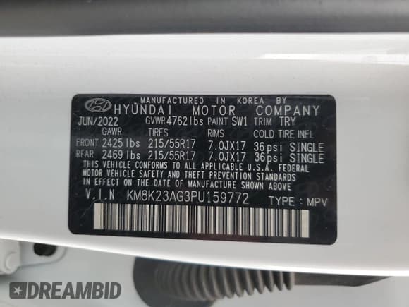 ✅ 2023 Hyundai Kona SE • VIN: KM8K23AG3PU159772 • Лот: 65981064. Опубликован ранее на Copart с пробегом 38 902 миль. Бесплатный доступ к архиву аукционных продаж из США и подробный отчёт об истории автомобиля на DreamBid. Изображение 15.