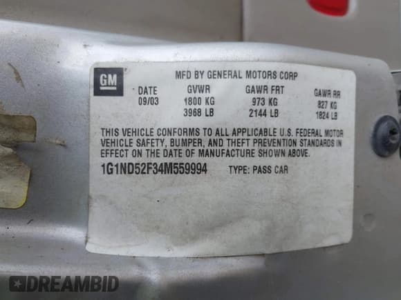 ✅ 2004 Chevrolet Malibu Classic • VIN: 1G1ND52F34M559994 • Лот: 43732690. Опубликован ранее на IAAI с пробегом 253 404 миль. Бесплатный доступ к архиву аукционных продаж из США и подробный отчёт об истории автомобиля на DreamBid. Изображение 9.