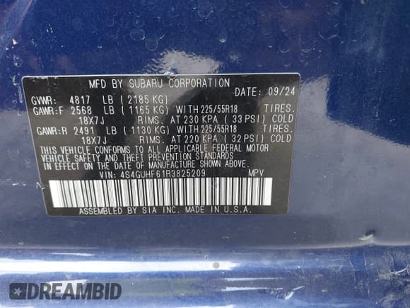 ✅ 2024 Subaru Crosstrek Special Sports • VIN: 4S4GUHF61R3825209 • Lot: 43218493. Listed on IAAI with 17,352 mi. Free auction sales archive from the USA and detailed vehicle history report at DreamBid. Image 9.
