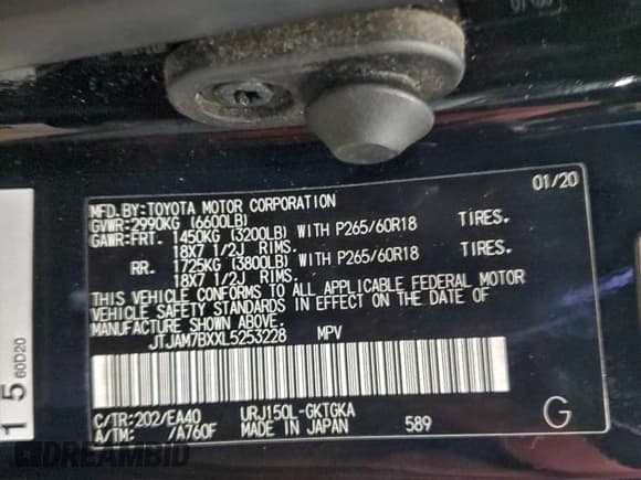 ✅ 2020 Lexus GX 460 Premium • VIN: JTJAM7BXXL5253228 • Lot: 95830155. Wystawiony na Copart z przebiegiem 140 117 mil. Bezpłatny archiwum sprzedaży aukcyjnych z USA i szczegółowy raport historii pojazdu na DreamBid. Zdjęcie 13.