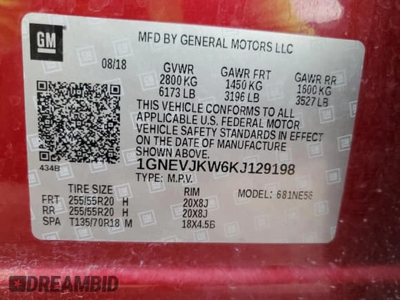 ✅ 2019 Chevrolet Traverse High Country • VIN: 1GNEVJKW6KJ129198 • Lot: 70539755. Wystawiony na Copart z przebiegiem 92 644 mil. Bezpłatny archiwum sprzedaży aukcyjnych z USA i szczegółowy raport historii pojazdu na DreamBid. Zdjęcie 13.