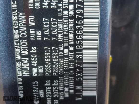 ✅ 2016 Hyundai Santa Fe • VIN: 5XYZT3LB5GG367977 • Лот: 91038655. Опубликован ранее на Copart с пробегом 93 766 миль. Бесплатный доступ к архиву аукционных продаж из США и подробный отчёт об истории автомобиля на DreamBid. Изображение 13.