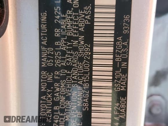 ✅ 2020 Lexus ES 350 F Sport • VIN: 58AGZ1B15LU072992 • Лот: 57605235. Опубликован ранее на Copart с пробегом 56 473 миль. Бесплатный доступ к архиву аукционных продаж из США и подробный отчёт об истории автомобиля на DreamBid. Изображение 13.