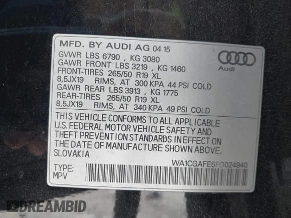 ✅ 2015 Audi Q7 Premium • VIN: WA1CGAFE5FD024940 • Лот: 41368594. Опубликован ранее на IAAI с пробегом 87 475 миль. Бесплатный доступ к архиву аукционных продаж из США и подробный отчёт об истории автомобиля на DreamBid. Изображение 9.