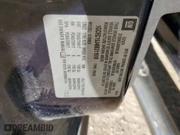 2008 Chevrolet Silverado 1500 Work Truck with VIN 1GCEC19J48E211618, listed as a Copart auction lot 86375374 with 116,222 mi miles and Salvage title. Bid and sale history available at DreamBid. Image 13.