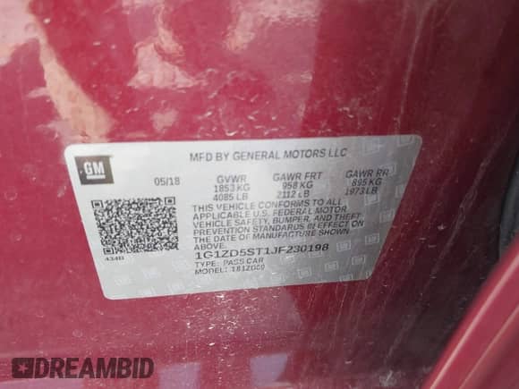 2018 Chevrolet Malibu LT z VIN 1G1ZD5ST1JF230198, wystawiony jako IAAI lot #43190797 z przebiegiem 92 422 mil mil oraz . Historia ofert i sprzedaży dostępna na DreamBid. Obrazek 9.