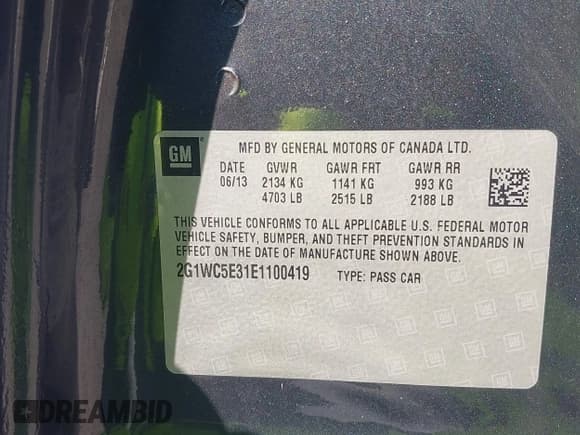 ✅ 2014 Chevrolet Impala LTZ • VIN: 2G1WC5E31E1100419 • Lot: 42353269. Listed on IAAI with 114,499 mi. Free auction sales archive from the USA and detailed vehicle history report at DreamBid. Image 9.