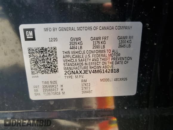 ✅ 2021 Chevrolet Equinox LT • VIN: 2GNAXJEV4M6142818 • Lot: 87006095. Wystawiony na Copart z przebiegiem 113 366 mil. Bezpłatny archiwum sprzedaży aukcyjnych z USA i szczegółowy raport historii pojazdu na DreamBid. Zdjęcie 12.