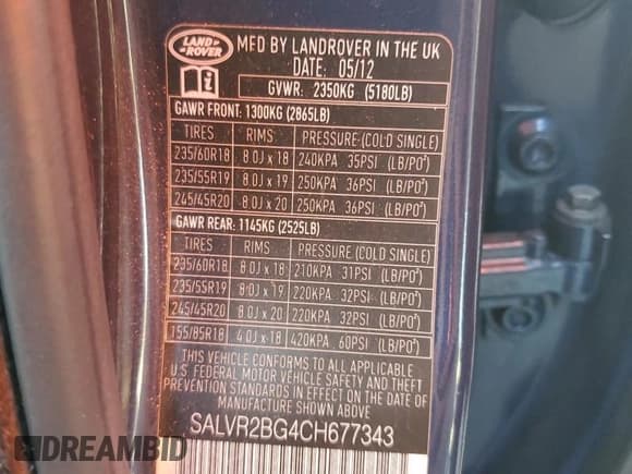 ✅ 2012 Land Rover Range Rover Evoque Pure Premium • VIN: SALVR2BG4CH677343 • Lot: 85421445. Wystawiony na Copart z przebiegiem 118 808 mil. Bezpłatny archiwum sprzedaży aukcyjnych z USA i szczegółowy raport historii pojazdu na DreamBid. Zdjęcie 13.