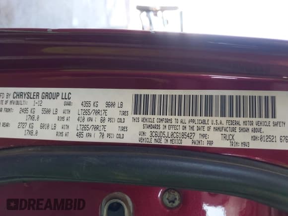 ✅ 2012 Ram 2500 SLT • VIN: 3C6UD5JL0CG185427 • Лот: 42665797. Опубликован ранее на IAAI с пробегом 124 823 миль. Бесплатный доступ к архиву аукционных продаж из США и подробный отчёт об истории автомобиля на DreamBid. Изображение 9.