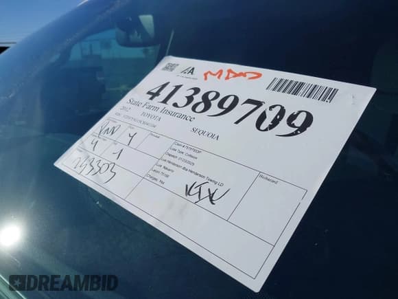 ✅ 2012 Toyota Sequoia Platinum • VIN: 5TDYY5G15CS041104 • Lot: 41389709. Listed on IAAI with 233,303 mi. Free auction sales archive from the USA and detailed vehicle history report at DreamBid. Image 18.