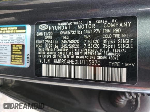 ✅ 2020 Hyundai Palisade Limited • VIN: KM8R54HE0LU115870 • Лот: 81055564. Опубликован ранее на Copart с пробегом 31 704 миль. Бесплатный доступ к архиву аукционных продаж из США и подробный отчёт об истории автомобиля на DreamBid. Изображение 15.