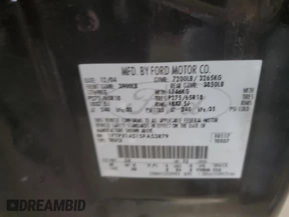 ✅ 2005 Ford F-150 XLT • VIN: 1FTPX14515FA53879 • Lot: 85462724. Listed on Copart with 143,289 mi. Free auction sales archive from the USA and detailed vehicle history report at DreamBid. Image 12.