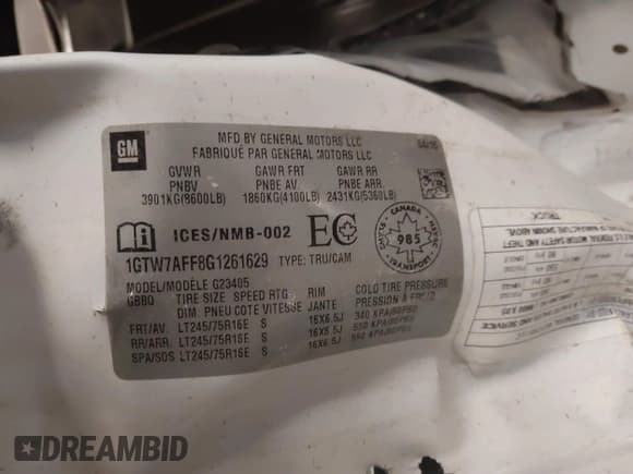 ✅ 2016 GMC Savana Cargo • VIN: 1GTW7AFF8G1261629 • Лот: 41579429. Опубликован ранее на IAAI с пробегом 92 566 миль. Бесплатный доступ к архиву аукционных продаж из США и подробный отчёт об истории автомобиля на DreamBid. Изображение 9.