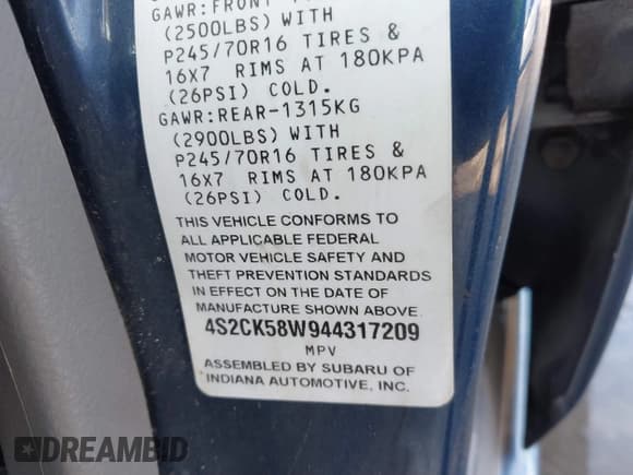 ✅ 2004 Isuzu Rodeo S • VIN: 4S2CK58W944317209 • Lot: 41498160. Listed on IAAI with 114,764 mi. Free auction sales archive from the USA and detailed vehicle history report at DreamBid. Image 9.