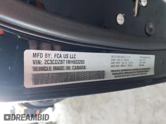 ✅ 2021 Dodge Challenger R/T • VIN: 2C3CDZBT1MH603283 • Lot: 79468094. Wystawiony na Copart z przebiegiem 29 534 mil. Bezpłatny archiwum sprzedaży aukcyjnych z USA i szczegółowy raport historii pojazdu na DreamBid. Zdjęcie 12.