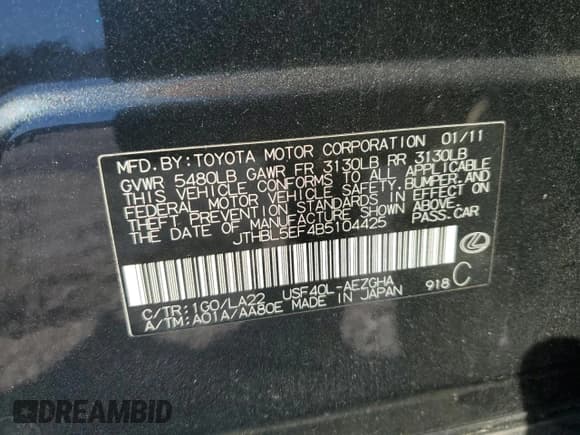 ✅ 2011 Lexus LS 460 • VIN: JTHBL5EF4B5104425 • Lot: 86628755. Wystawiony na Copart z przebiegiem 166 994 mil. Bezpłatny archiwum sprzedaży aukcyjnych z USA i szczegółowy raport historii pojazdu na DreamBid. Zdjęcie 12.