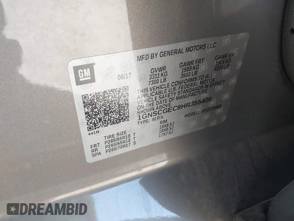 ✅ 2017 Chevrolet Suburban LS • VIN: 1GNSCGEC9HR355405 • Lot: 41674594. Listed on IAAI with 170,312 mi. Free auction sales archive from the USA and detailed vehicle history report at DreamBid. Image 9.