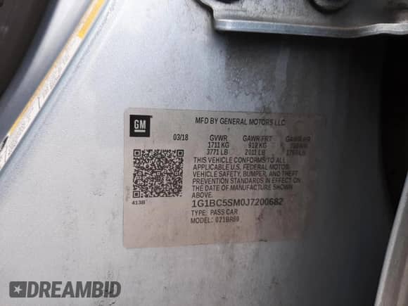 ✅ 2018 Chevrolet Cruze LS • VIN: 1G1BC5SM0J7200682 • Lot: 67415582. Wystawiony na Copart z przebiegiem 67 046 mil mil. Skorzystaj z bezpłatnego archiwum sprzedaży aukcyjnych z USA i zobacz szczegółowy raport historii pojazdu na DreamBid. Zdjęcie 10.