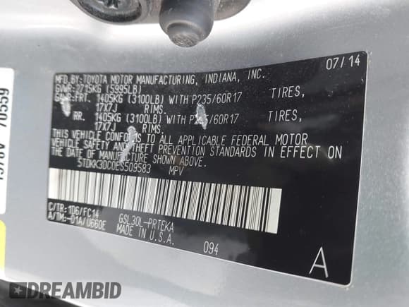 ✅ 2014 Toyota Sienna LE • VIN: 5TDKK3DC0ES509583 • Lot: 43424567. Listed on IAAI with 217,639 mi. Free auction sales archive from the USA and detailed vehicle history report at DreamBid. Image 9.