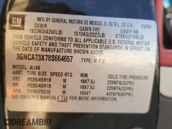 ✅ 2008 Chevrolet HHR SS • VIN: 3GNCA73X78S664657 • Lot: 83969614. Listed on Copart with Not provided. Free auction sales archive from the USA and detailed vehicle history report at DreamBid. Image 12.