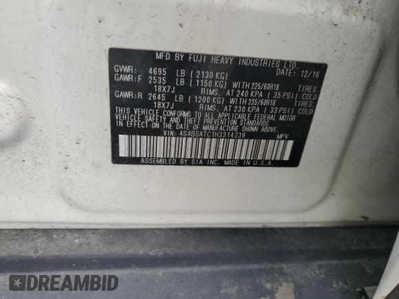 ✅ 2017 Subaru Outback Touring • VIN: 4S4BSATC1H3314339 • Lot: 81827165. Wystawiony na Copart z przebiegiem 104 492 mil. Bezpłatny archiwum sprzedaży aukcyjnych z USA i szczegółowy raport historii pojazdu na DreamBid. Zdjęcie 13.