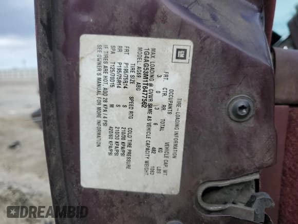 ✅ 1996 Buick Century Special • VIN: 1G4AG53M1T6477562 • Лот: 47639775. Опубликован ранее на Copart с пробегом 158 827 миль. Бесплатный доступ к архиву аукционных продаж из США и подробный отчёт об истории автомобиля на DreamBid. Изображение 14.