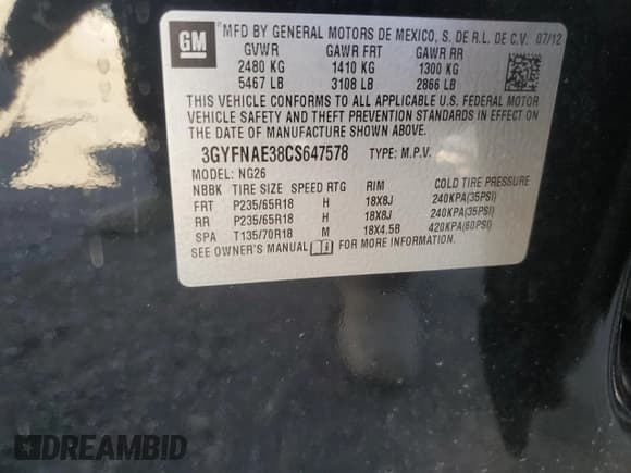 ✅ 2012 Cadillac SRX Luxury Collection • VIN: 3GYFNAE38CS647578 • Лот: 85363095. Опубликован ранее на Copart с пробегом 32 392 миль. Бесплатный доступ к архиву аукционных продаж из США и подробный отчёт об истории автомобиля на DreamBid. Изображение 14.