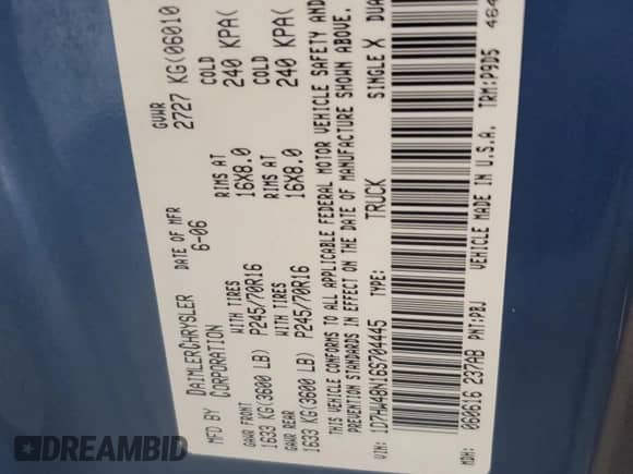 2006 Dodge Dakota SLT с VIN 1D7HW48N16S704445, выставлен на аукционе Copart как лот 73714614 с пробегом 128 585 миль миль и Чистый • Clean title. История ставок и продаж доступна на DreamBid. Изображение 13.